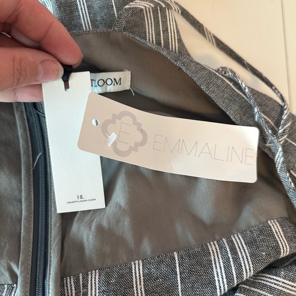 Heartloom Ariana Jumpsuit Size M Gray/White Stripes Linen Cotton Blend NWT - Picture 7 of 10